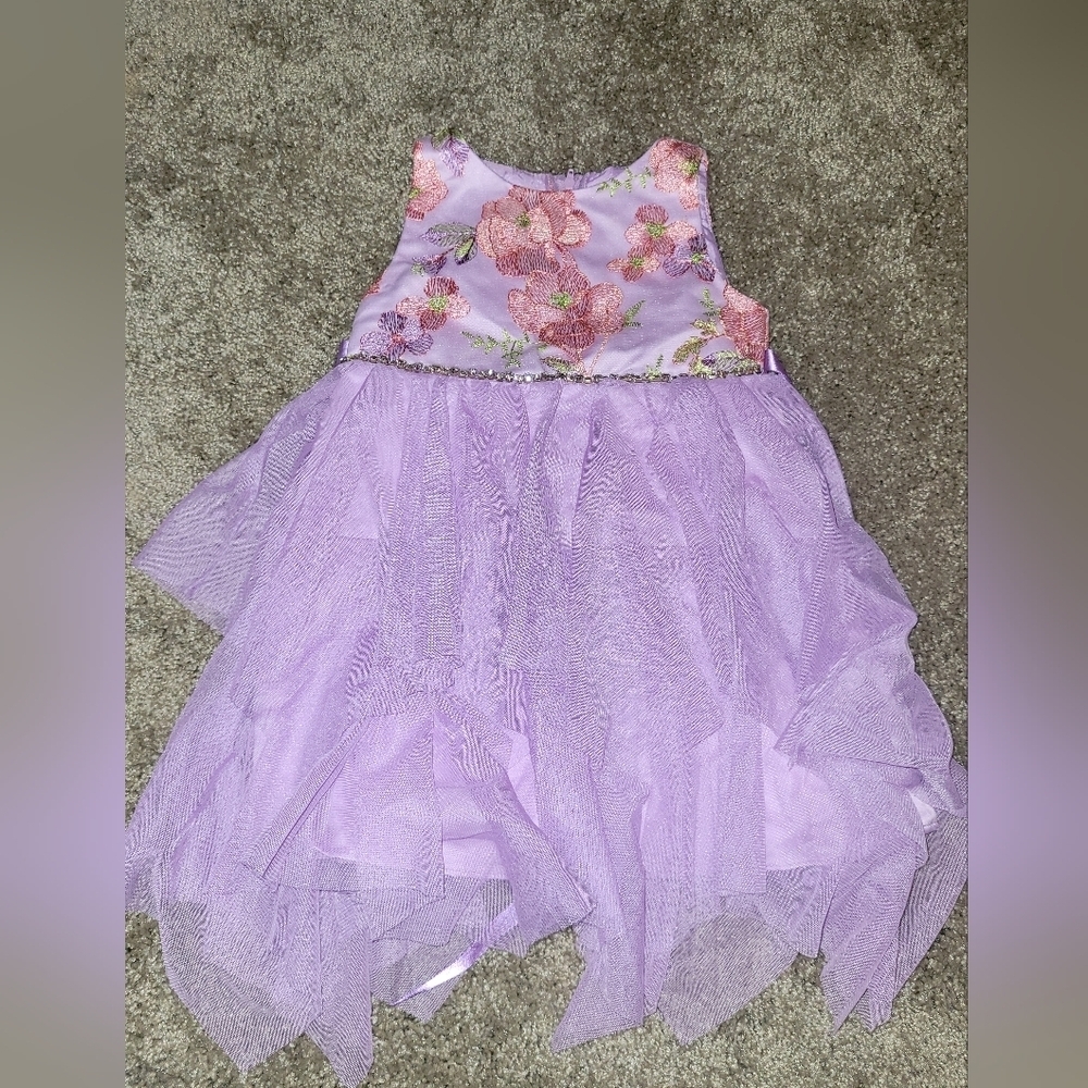 Rare Editions Lavender & Pink Floral Tulle Party Dress (K1)